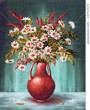 Bouquet Of Flowers in a Clay Vase 14753373