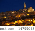 A fantastical night view of the stone-built city of Matera (light, romantic, background material) 14755048