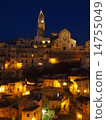 The fantastical night view of the stone-built city of Matera (light, romance, architectural beauty) 14755049