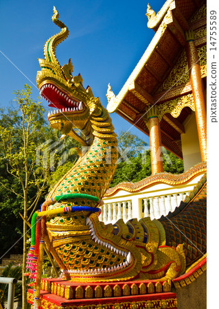 Golden Naga in thai temple Golden Naga in thai temple 14755589