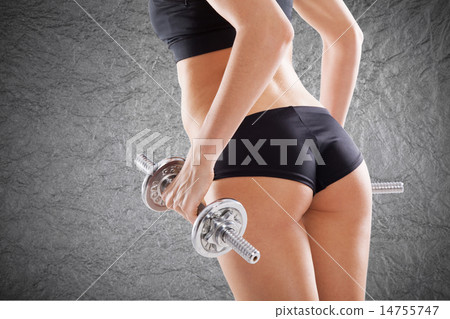 Sporty woman with dumbbells Sporty woman with dumbbells 14755747