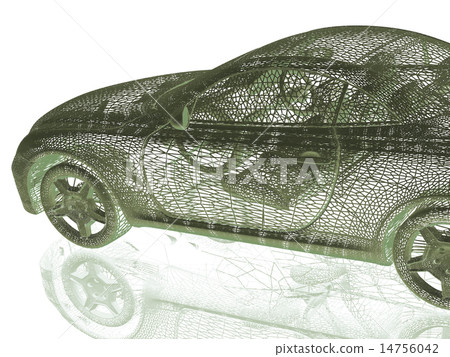 Car model on white background with reflection Car model on white background with reflection 14756042
