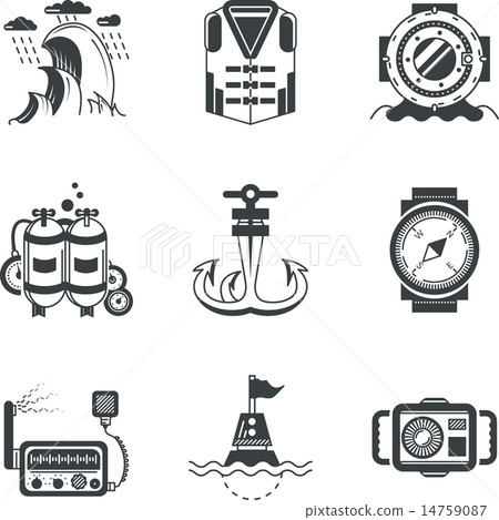 Marine black vector icons Marine black vector icons 14759087
