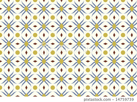 Blue Flower and Rhomboid and Circle Pattern 14759739