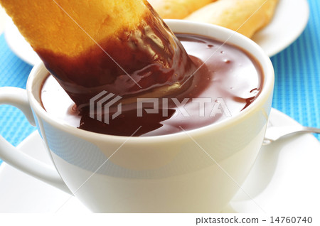 xocolata i melindros, hot chocolate with typical pastries of Cat 14760740