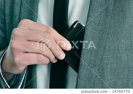 man in suit taking out his wallet 14760770
