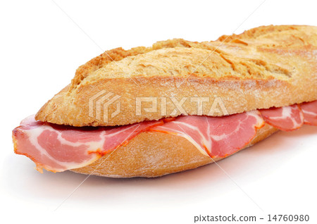 spanish bocadillo de lomo embuchado, a sandwich with cold meats 14760980