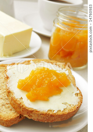 coffee, bread, butter and jam 14760983