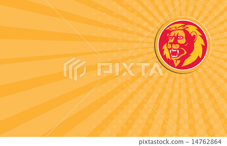 Business card Angry Lion Head Roar Circle Retro 14762864
