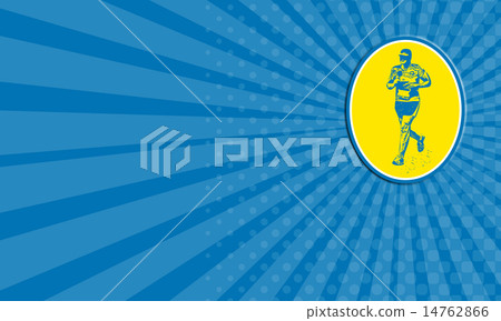 Business card Marathon Runner Running Oval Retro 14762866