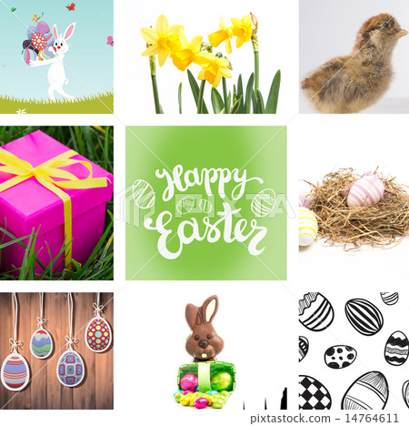 Composite image of easter bunny with eggs Composite image of easter bunny with eggs 14764611