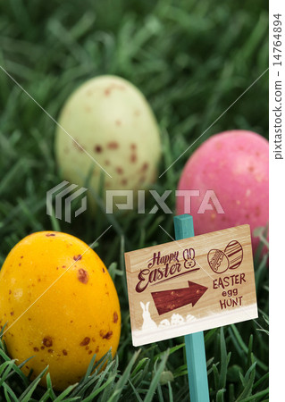 Composite image of easter egg hunt sign Composite image of easter egg hunt sign 14764894