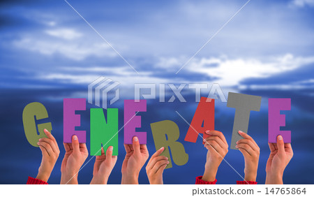 Composite image of hands holding up generate 14765864