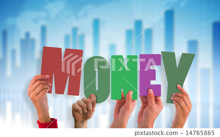 Composite image of hands holding up money 14765865