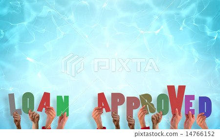 Composite image of hands holding up loan approved Composite image of hands holding up loan approved 14766152