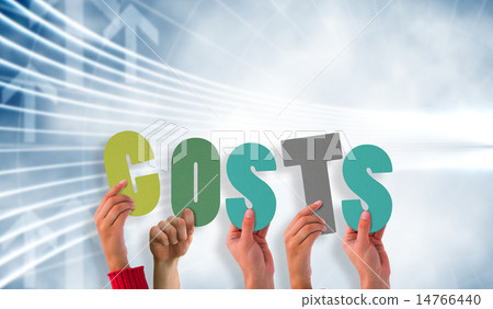 Composite image of hands holding up costs 14766440