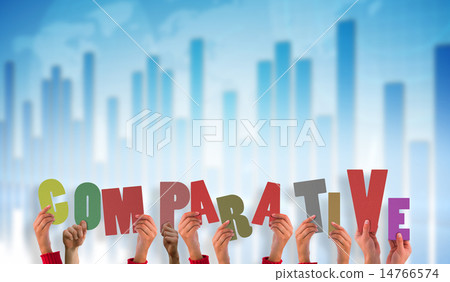 Composite image of hands holding up comparitive Composite image of hands holding up comparitive 14766574