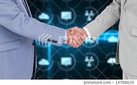 Composite image of side view of shaking hands Composite image of side view of shaking hands 14766629