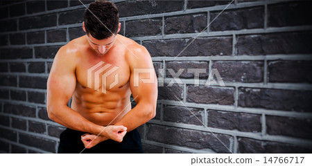 Composite image of bodybuilder posing 14766717