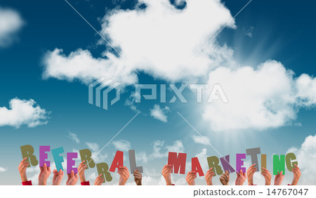 Composite image of hands showing referral marketing 14767047