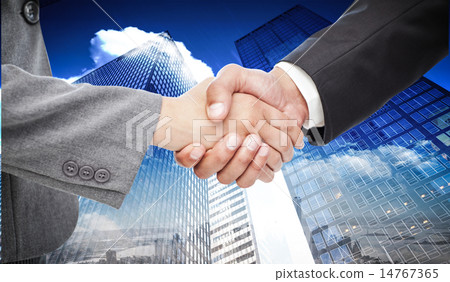Composite image of handshake between two business people Composite image of handshake between two business people 14767365