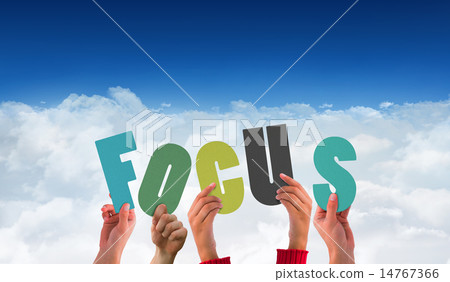Composite image of hands showing focus 14767366