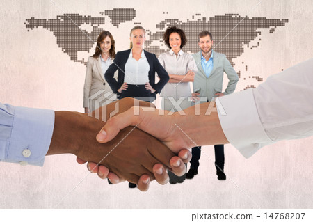 Composite image of close-up shot of a handshake in office 14768207