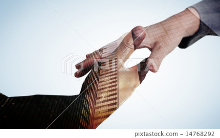 Composite image of businesspeople going to shake hands 14768292