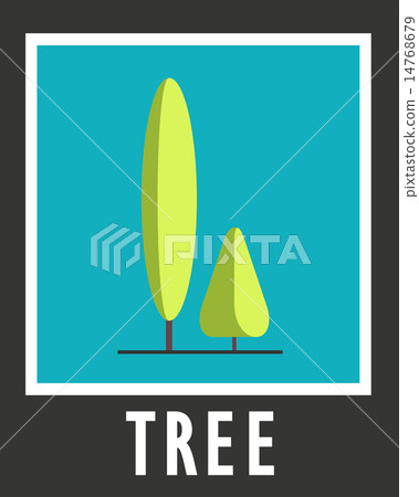 Sign of the two trees on a blue background 14768679