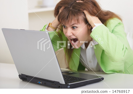 Woman disappointed with dialogue in Internet Woman disappointed with dialogue in Internet 14768917