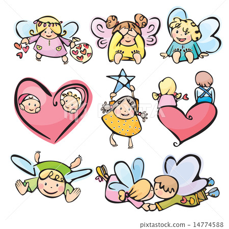 Vector set cute little angels cartoons. 14774588