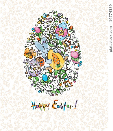 Vector Easter egg shape, Easter card. 14774589