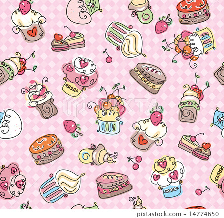 Vector seamless sweet cupcakes pattern. Vector seamless sweet cupcakes pattern. 14774650