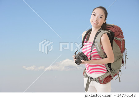 backpacker with camera backpacker with camera 14776148