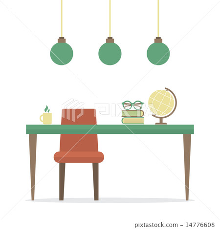 Flat Design Workplace Isolated On White Flat Design Workplace Isolated On White 14776608