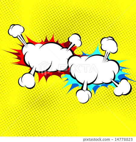 Two explosion cloud collision retro background Two explosion cloud collision retro background 14778823