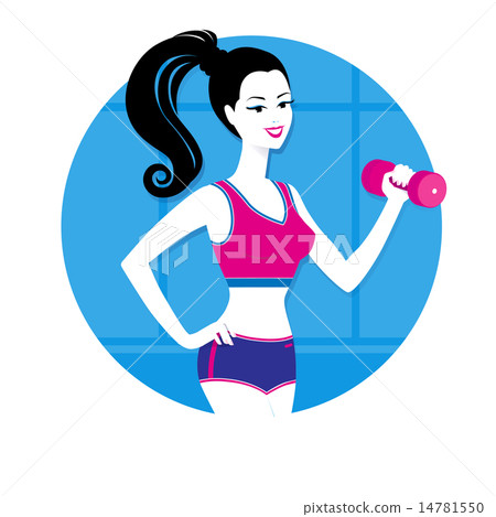 Girl with a dumbbell. 14781550