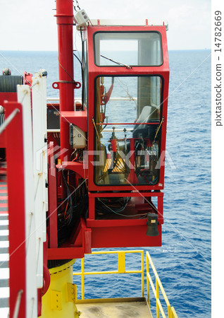 Crane cabin or crane control panel on operation  14782669