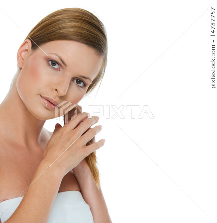 Beauty portrait of healthy young woman isolated on white 14787757