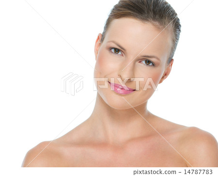 Beauty portrait of happy young woman isolated on white 14787783