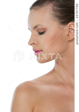 Beauty portrait of girl in profile isolated on white 14787788