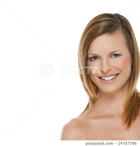 Beauty portrait of smiling girl isolated on white 14787796