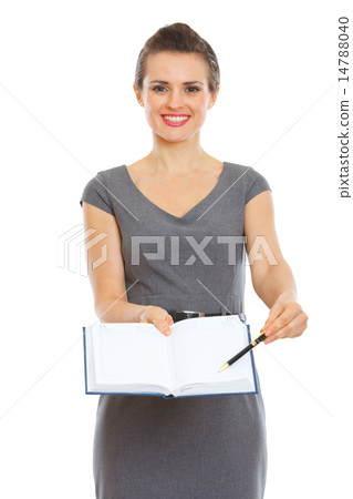 Secretary showing something in notepad Secretary showing something in notepad 14788040