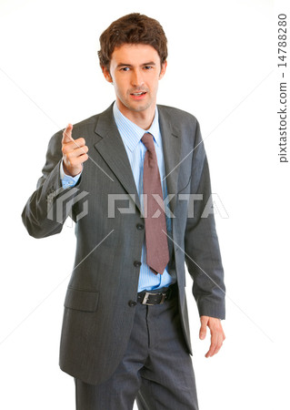Strict modern businessman shaking his finger. Strict modern businessman shaking his finger. 14788280