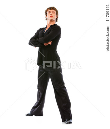 Handsome latino dancer in action isolated on white 14789161