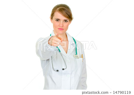 Attractive medical female doctor pointing in camera 14790119
