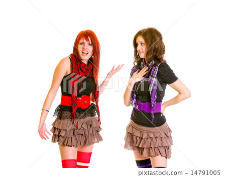 Amazed girl looking on her emotional girlfriend. 14791005