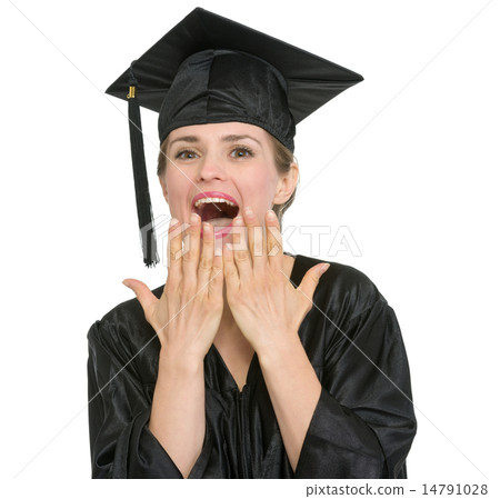 Portrait of happy graduation student woman isolated 14791028