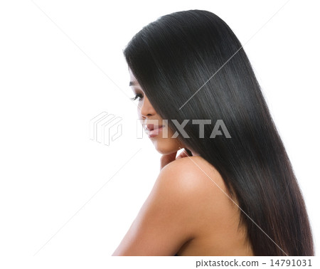 Beauty portrait of asian brunette girl smooth long straight hair 14791031