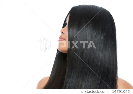 Beauty portrait of asian brunette woman healthy long straight ha 14791045